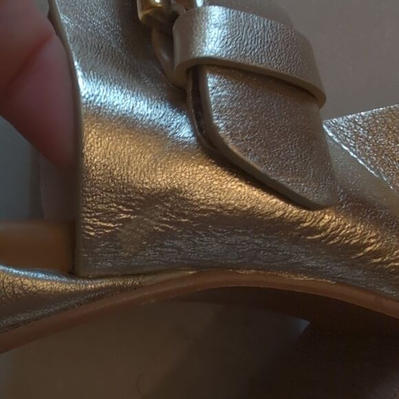 NEW See By Chloe Lamb Joline Heel Sandals Block Platform Gold FLAWED - Picture 8 of 12